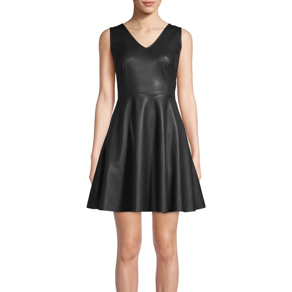 Scoop NYC Dresses & Skirts - Scoop Vegan Leather Fit and Flare Dress